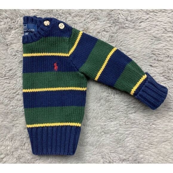 Polo by Ralph Lauren green striped knit sweater - Picture 4 of 4